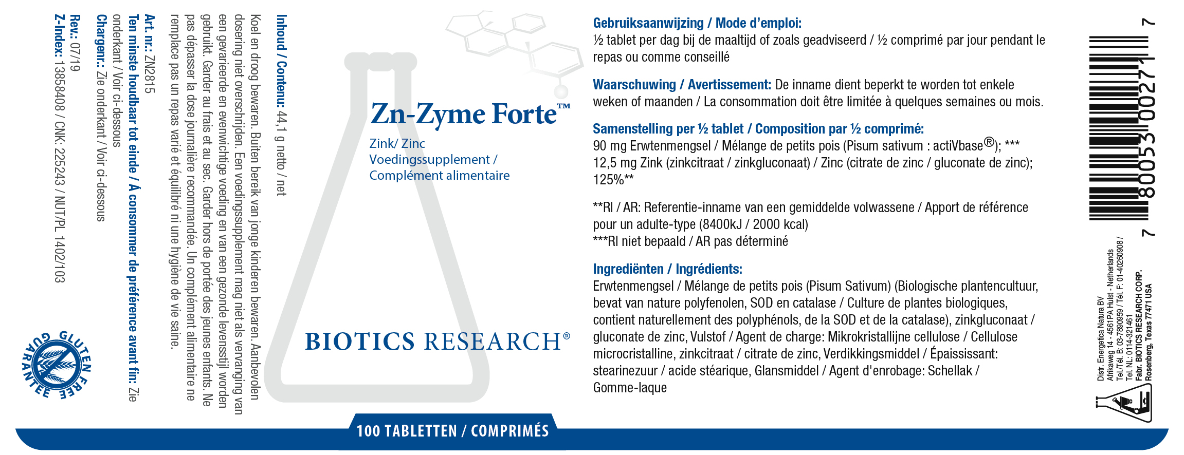 ZnZyme Forte (Zink) Biotics Research Energetica Natura